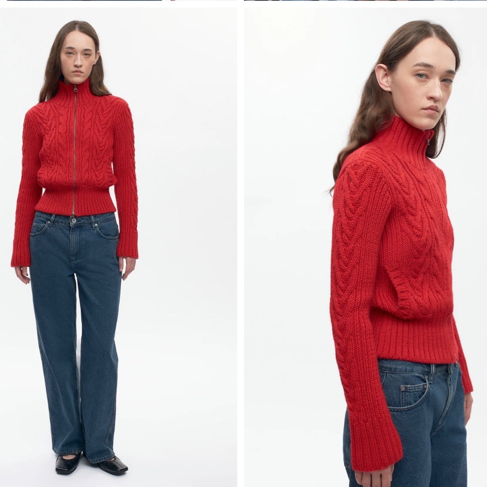 KOTN Cable Zip Sweater New with Tags - Picture 2 of 7